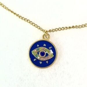 Brand NEW Round Enamel Eye Necklace Stainless Steel